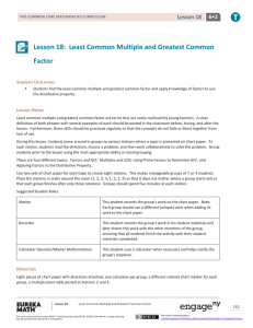 Lesson 18: Least Common Multiple and Greatest Common Factor