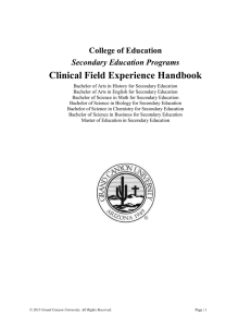 Secondary Education Programs Clinical Field