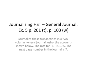 Ex. 5 Journalizing HST – General Journal