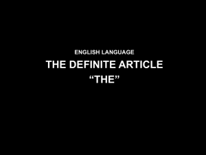 The Definite Article PowerPoint