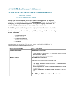 The Dick and Carey / Systems Approach Model of Instructional Design