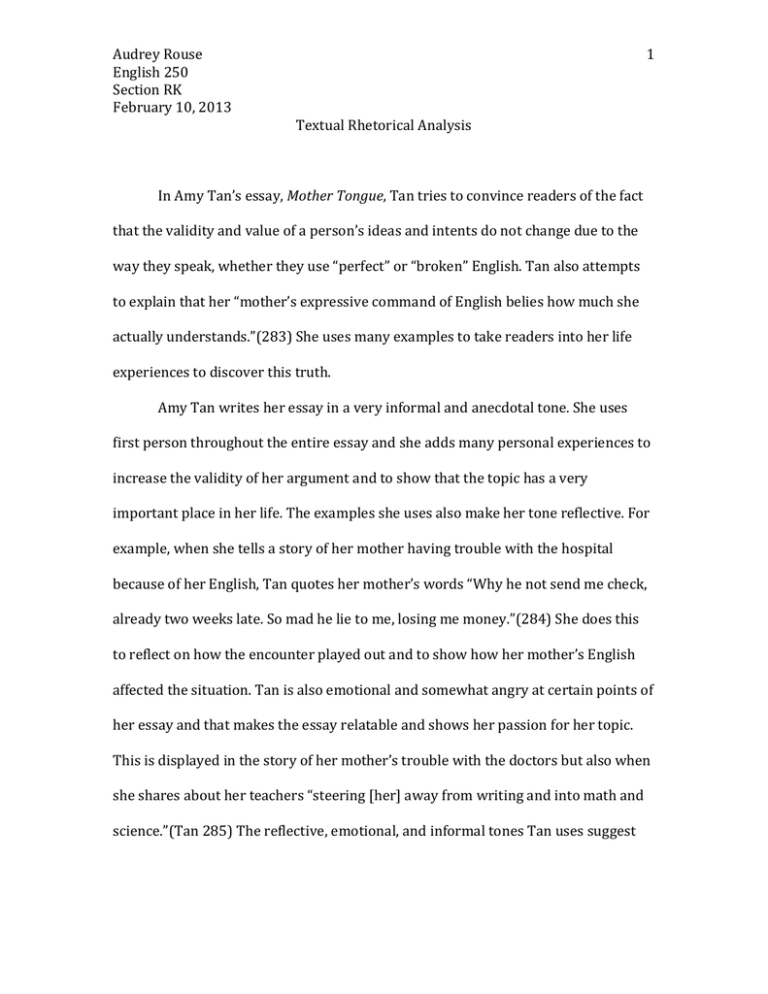 mother tongue free essay