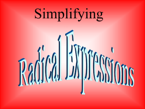 Notes: Radical Expressions