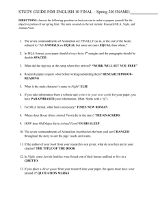 STUDY GUIDE FOR ENGLISH 10 FINAL – Spring 2015 NAME