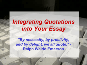 Integrating Quotations - Honors English 9 2013-2014