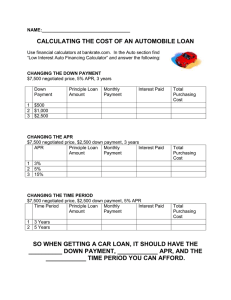 WKS Calculating the Cost of an Automobile Loan