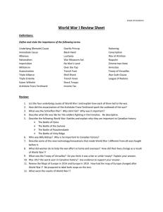 World War I Review Sheet