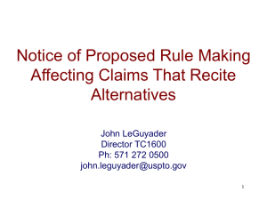 Proposed Rule Changes to Alternative Claims