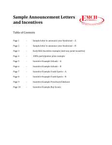 Sample parent letters & incentives