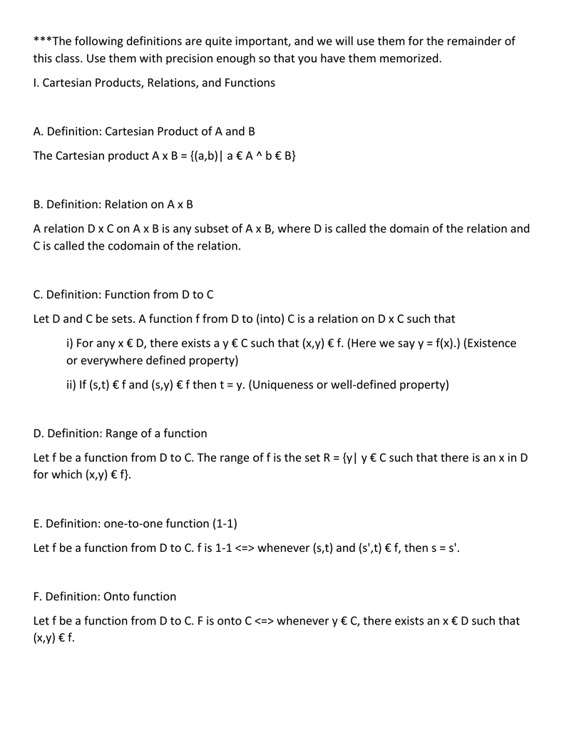 Cartesian Products Relations Functions