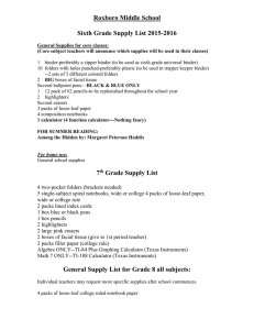 8th Grade Classroom Supply List