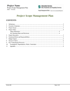 Project Scope Management Plan CONTENTS