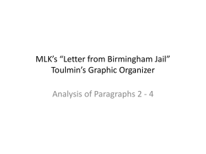 MLK's “Letter from Birmingham Jail” Toulmin's Graphic Organizer