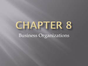 Chapter 8- Business Organization