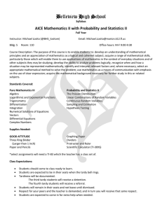 AICE Mathematics II with Probability and Statistics II