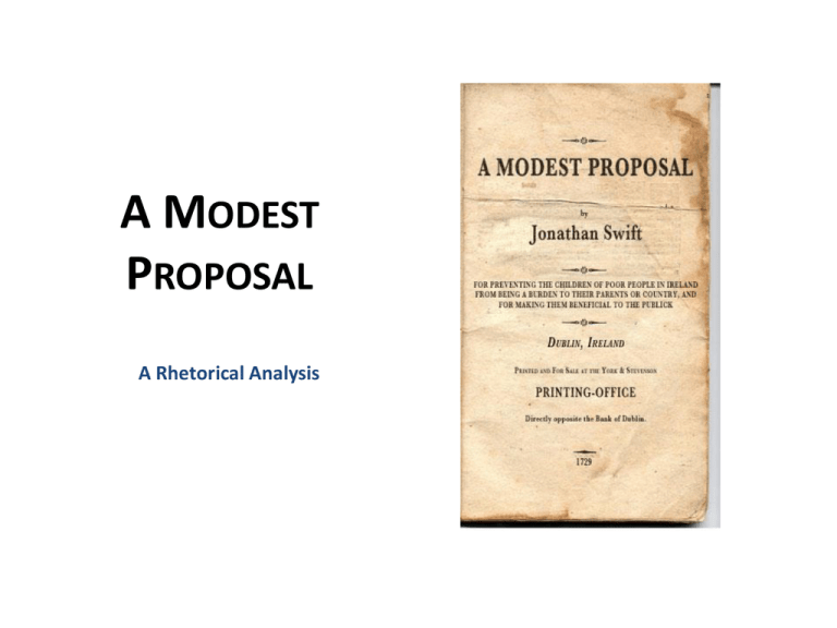 Background and Overview to A Modest Proposal