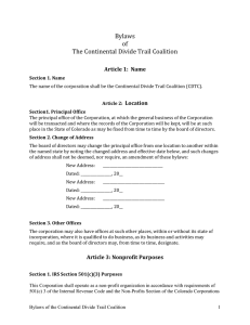 CDTC Ammended By Laws - Continental Divide Trail Coalition