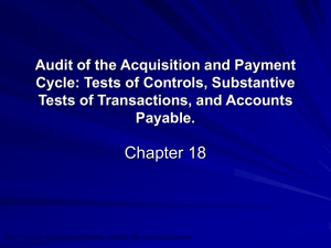 Chapter 19 – Audit of the Acquisitiion and Payment Cycle: Tests of