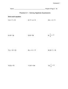 Chapter 8 Practice - Equations and Inequalities