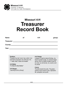 Missouri 4-H Treasurer Record Book