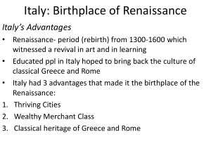 Italy: Birthplace of Renaissance