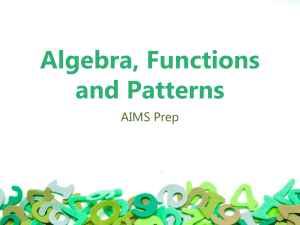Algebra, Functions and Patterns