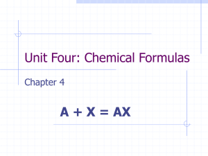 Unit Four: Chemical Formulas