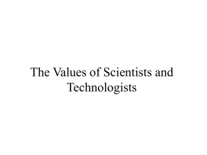 The Values of Scientists and Technologists