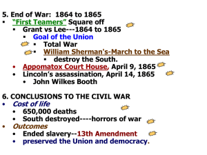 5. End of War: 1864 to 1865