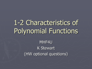 1-2 Characteristics of Polynomial Functions