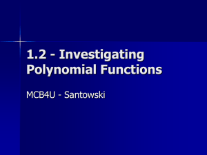 1.1 and 1.2 - Investigating Polynomial Functions
