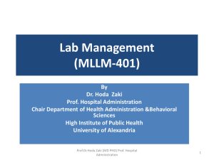 Lab Management (MLLM-401) - Pharos University in Alexandria