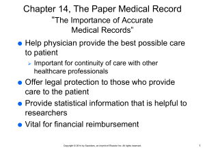 Chapter 14 - The Paper Medical Record PPT