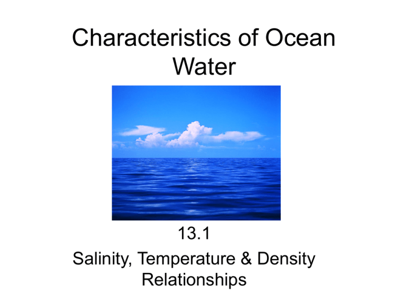 Characteristics Of Ocean Water