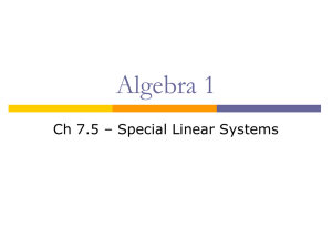 Special Linear Systems