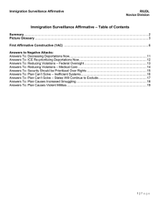 Immigration Surveillance Affirmative – Table of Contents