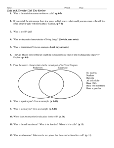 Cells and Heredity Unit Test Review handout