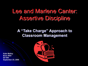 Lee and Marlene Canter: Assertive Discipline