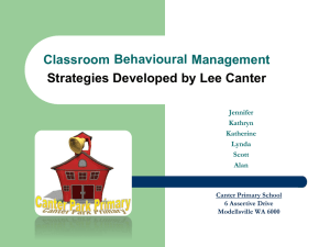 Classroom Behavioural Management Strategies Developed by Lee