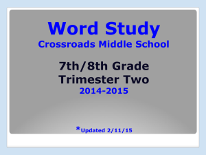 Word Study Crossroads Middle School 7th/8th Grade Trimester Two