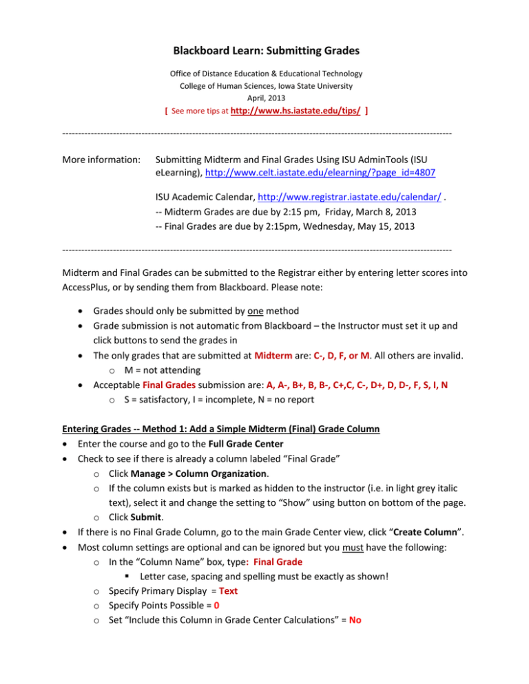 Submitting Grades College Of Human Sciences