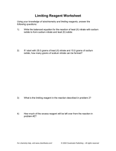 Limiting Reagent Worksheet (c)2002 Cavalcade