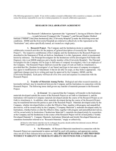 Research Collaboration Agreement - Howard Hughes Medical Institute
