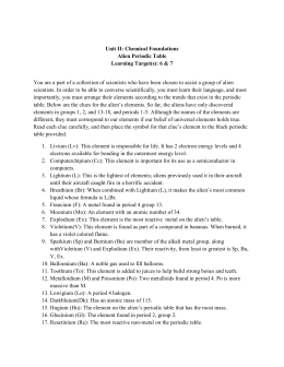 Alien Periodic Table Trends Introduction An Alien Periodic Table