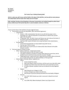 Mr. Walter US History 2 Period 1 The Truman Years: Outlines