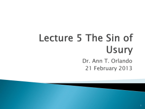 Lecture 5 The Sin of Usury