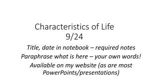 Characteristics of Life PowerPoint