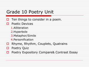 Grade 10 Poetry Unit - DMCI English with Mrs. Jones