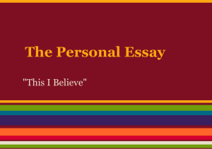 The Personal Essay