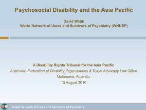 Psychosocial Disability and the Asia Pacific